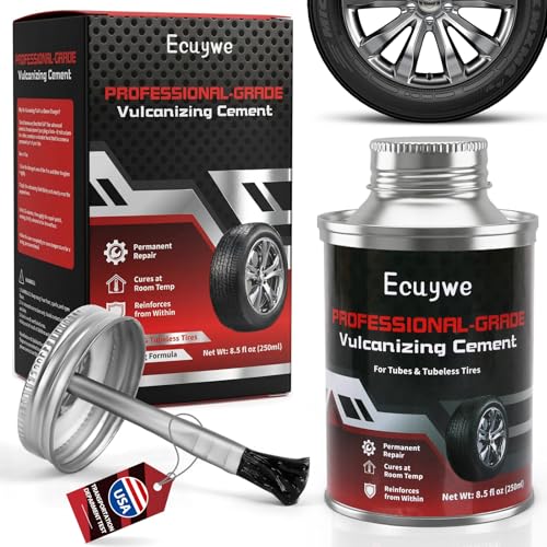 Professional Chemical Vulcanizing Cement Rubber Cement Glue with Brush All Purpose Tire Patch Glue Flat Tire Repair in 5 Minutes Emergency Puncture Fix for Car, Motorcycle, Bike