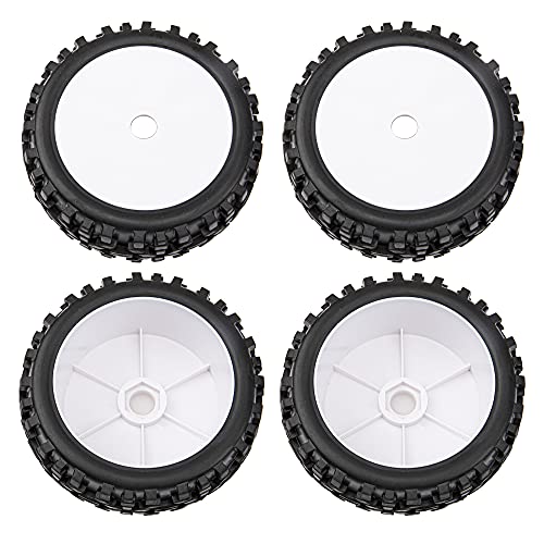 17mm Hub 4.52''OD Rubber Tires & Plastic Wheel Rim with Foam for 1/8 Scale Arrma Python HSP Redcat Kyosho ExceedRC Traxxas Losi HPI XTR Badlands Off-Road RC Buggy, Black