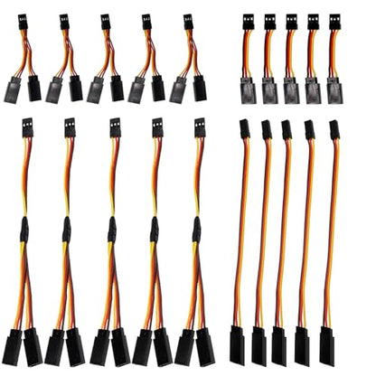 20Pcs Servo Extension Cable and Y Harness Splitter for RC Airplane Car Drone, Compatible with JR Futaba Spektrum (1.97nch /5.9-Inch)