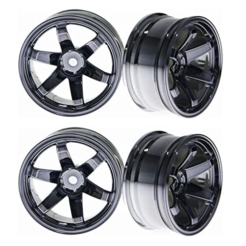 4PCS RC Car Rubber Tires and Plastic Wheels Rims Compatible with 1/10 Scale On Road Touring Racing Flat Drift Car for HSP HPI Tamiya (Gray) - color: Gray