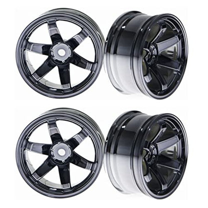 4PCS RC Car Rubber Tires and Plastic Wheels Rims Compatible with 1/10 Scale On Road Touring Racing Flat Drift Car for HSP HPI Tamiya (Gray) - color: Gray