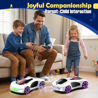HuiJuKeJi Gesture Sensing RC Stunt Car with USB Charging Dock, 360° Rotate Drift Car, 2.4GHz Dual Remote Control, Cool Spray Mist & LED Lights, Birthday Gift for Kids Boys Girls Age 6-12