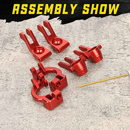 RCAWD Steering Block& C-hubs& Rear Hub Set for ARRMA 1/8 Vendetta 3S & Infraction 570 Mega Upgrades Parts,Hopups for #ARA330686#ARA330685#ARA330687 Caster Knuckle Arm Spindle Carrier Stub Axle Red - color: Red