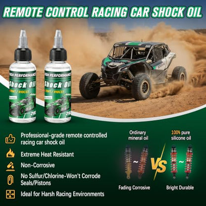 2 Bottles Racing Silicone Shock Oil 70WT 910CST | RC Car Shock Oil for Lubricating R/C Radio Controlled Cars and All Types of Vehicles, RC Shock Oil, Does Not Evaporate