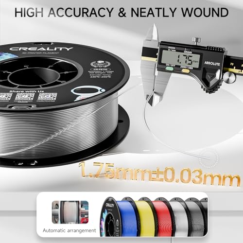 Official CREALITY PETG 3D Printer Filament 1.75mm 4KG | Precision Strong Toughness, Odorless Better Flow Moistureproof 3D Printing Ender Filament - color: Petg-4kg Black&white&grey&clear, size: 1.75 mm