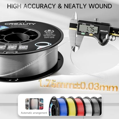 Official CREALITY PETG 3D Printer Filament 1.75mm 4KG | Precision Strong Toughness, Odorless Better Flow Moistureproof 3D Printing Ender Filament - color: Petg-4kg Black&white&grey&clear, size: 1.75 mm