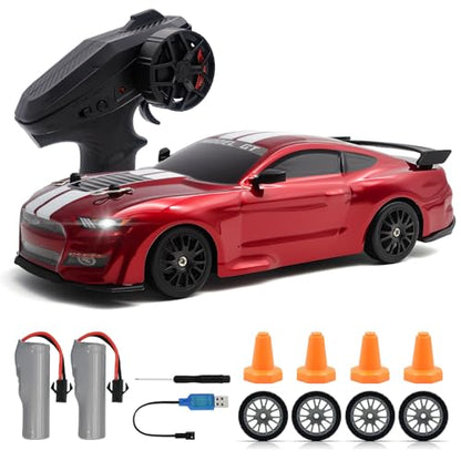 RC Drift Car, 1:24 Scale Remote Control Cars Vehicle for Kids, 2.4GHz 20KM/H 4WD High Speed RC Cars with LED Light Two Batteries & Drifting Tires Racing Sport Toy Car for Adults Boys Girls 8602RD - style: 8602-Red