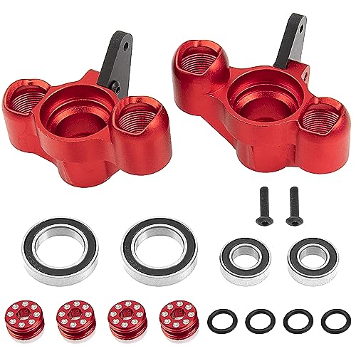 ShareGoo Aluminum Front Steering Knuckle Steering Blocks Caster Blocks w/Pivot Ball Compatible with Arrma 1/8 V5 Kraton Outcast Notorious 6S BLX Upgrades Parts (Red) - color: Red