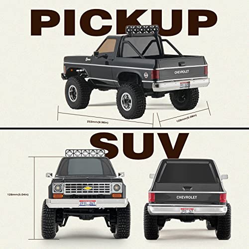 BEEZRC FMS 1/24 FCX24S Chevy K5 Blazer S RC Crawler, Officially Licensed RC Rock Crawler, RC Pickup Truck SUV 4WD 2.4GHz Hobby RC Model, 8km/h Mini Car,Off-Road Remote Control Car for Adults(Brown) - color: Brown