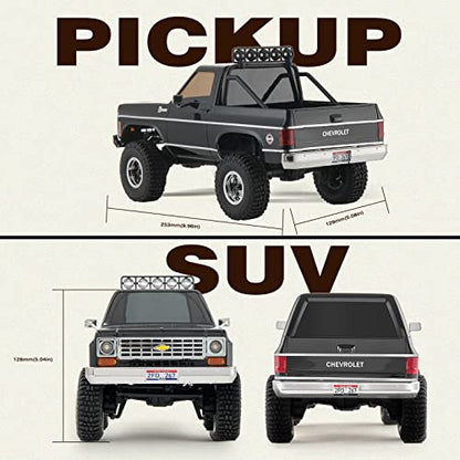 BEEZRC FMS 1/24 FCX24S Chevy K5 Blazer S RC Crawler, Officially Licensed RC Rock Crawler, RC Pickup Truck SUV 4WD 2.4GHz Hobby RC Model, 8km/h Mini Car,Off-Road Remote Control Car for Adults(Brown) - color: Brown
