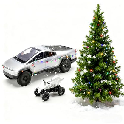 1/32 Toy Truck with RV ATV Motorcycle Alloy Truck Model with Sound and Light Effect Comer Trailer Ideal Charistma Gidt Age for 3+ Boys Girls - color: Silver With Rv