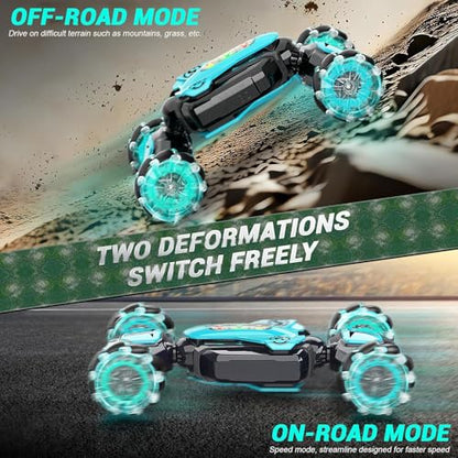 Gesture Sensing Rc Stunt Car,Remote Control Transform Car 2.4ghz 4WD 360° Rotating Drift RC Cars with Lights & Music,Kids Toys for Boys 6-8,Ideas Gifts for Kids Age 5 7 9 10 11 12 Years Old