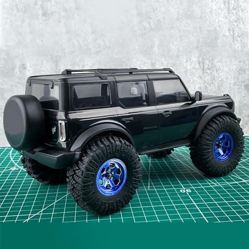 RCLIONS Aluminium 1.3" Beadlock Wheel Rims for 1/18th TRX4M FCX18 SCX24 FCX24 1/24 RC Crawler Car Upgrade Parts (Blue) - color: Blue