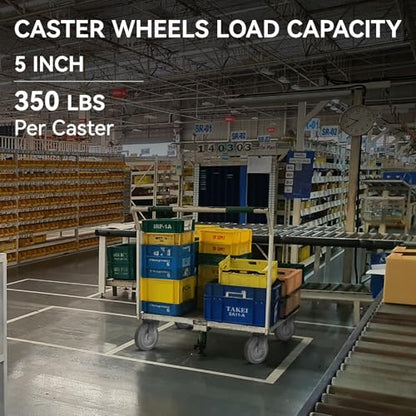 5'' Heavy Duty Rubber Caster Wheels, ASOMWLS Industrial Casters Set of 4 with Load 1400lbs Capacity, Non Marking Replacement Wheels for Cart Dolly Trolley (4 Wheel) - style: 5 inch Wheel