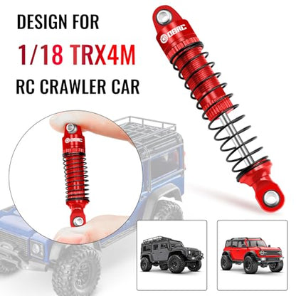 OGRC 60mm Long Travel RC Shock Absorber Oil Damper for TRX4M 1/18 RC Car | Oil-filled, Aluminum, for Traxxas TRX4M Upgrade Parts, Red - color: Red