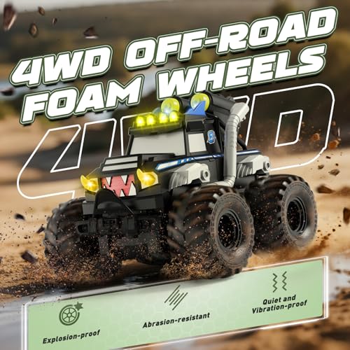 Remote Control Car, Waterproof Monster Trucks Toys, 1:18 Amphibious RC Cars, 2.4 GHz 4WD All Terrain Off-Road Pickup Toy Truck, Kids Toys for 6-12 Year Old Boys Girls Christmas Birthday Gifts Presents - color: Black & Blue
