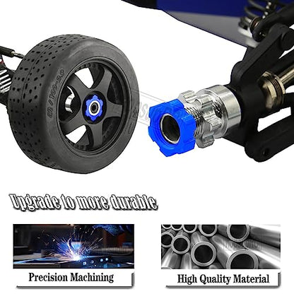 Upgrades Part for 1/10 Slash Rustler Stampede Bandit 4wd 2wd,Aluminum Hex Hub Adapters 12mm to 17mm W/10mm Offset & Splines Wheel Wrench for Model Hops Up,Black with Silver