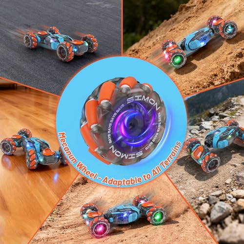 Remote Control Stunt Car for Kids - Gesture Sensing RC Twist Toys, Birthday Gifts for Boys Aged 5-7 8-12 Years Old, 2.4GHz Hand Controlled Off-Road Vehicle with Lights and Music