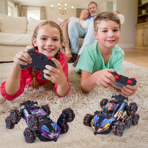 Cool 8 Wheels Hand Controlled RC Stunt Car Toys, Xmas Gifts and Birthday Presents for Kids, Gesture Sensing Remote Control Cars for Boys Age 6 7 8-10 11 12 Year Old - color: Purple