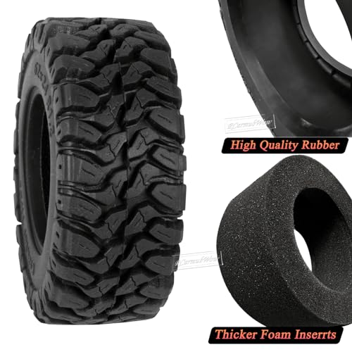 RC 1.2in Beadlock Tires 62 * 24mm for 1/18 Trx4m,1/24 SCX24 FCX24 RC Crawler Car,1.2in Tires Soft Sticky Rubber Tires,4PCS(Style B)