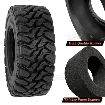 RC 1.2in Beadlock Tires 62 * 24mm for 1/18 Trx4m,1/24 SCX24 FCX24 RC Crawler Car,1.2in Tires Soft Sticky Rubber Tires,4PCS(Style B)