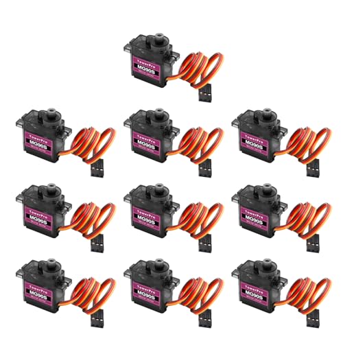 MG90S Micro Servo Motor Kit AYWHP 10 Pcs MG90S Servo Metal Gear Micro Servo for RC Helicopter/Car/Boat Micro Plane Mini Servos for Arduino Project(Servo Control Angle 0-180°) - size: 10