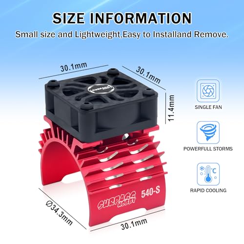 Waterproof K3660 2600KV Brushless Motor 3.175mm Shaft with 60A Sensorless Brushless ESC Electric Speed Controller Combo Set and Heatsink for 1/10 Remote Control Car Truck, Black