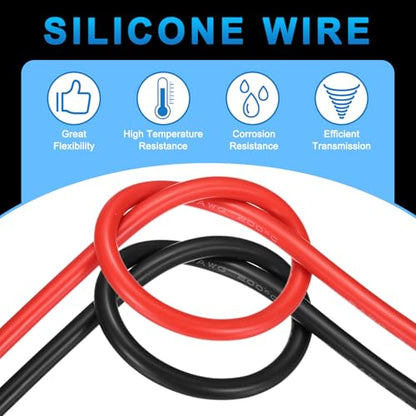 MECCANIXITY 16 Gauge Silicone Electrical Wire Cables, 16 AWG 3ft Black and 3ft Red Electrical Wires High Temp 600V 200C Flexible Stranded Tinned Copper Wires Automotive Cable with Accessories - size: 16 Gauge 1m/3ft