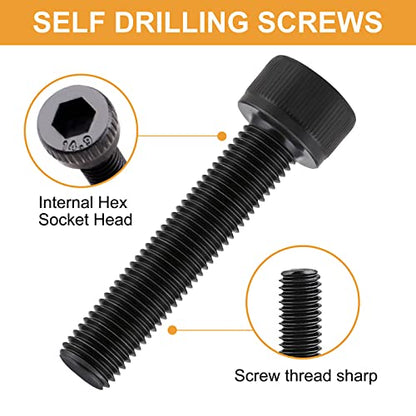 M3 x 4/5/6/8/10/12/14/16/18/20/25mm Socket Cap Screws, VIGRUE 610PCS 14.9 Grade Alloy Steel M3 Socket Hex Head Cap Machine Screws Bolts Nuts Washer Assortment Kit - size: M3 Socket black