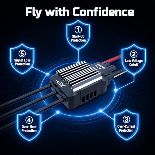 ZTW Mantis G2 65A Brushless ESC 3-6S LiPo/LiHV, 8A Adjustable SBEC 6V/7.4V/8.4V, Programmable RC Airplane Speed Controller with XT60 and 3.5mm Connectors for Fixed-Wing EDF Jets