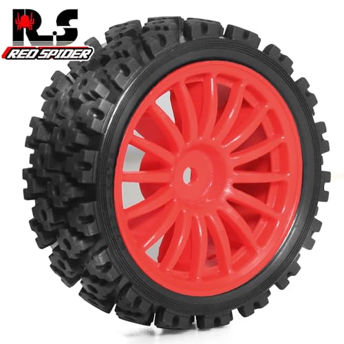 1/10 RC Wheels and Tires，70mm On Road Rubber Tires， for HPI Ken Block's Tamiya XV01 TT01 TT02B Kyosho FAZER MK2 Lc Racing PTG HSP RGT RC 3RACING D5 1/10 RC Rally Car (Red) - color: Red