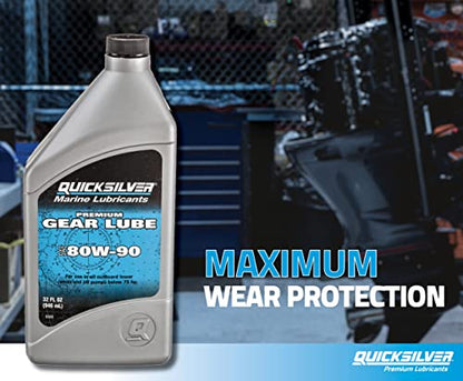 Quicksilver by Mercury Marine 80W-90 Premium Gear Lube, Marine Engine, 9 Oz. - size: 9oz
