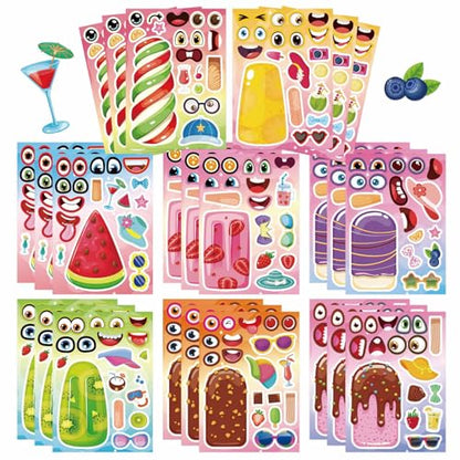 Make Your Own Ice Cream Stickers, Make a Face Sticker | 24 Sheets Mix and Match Watermelon, Chocolate, Kiwi, Strawberry Ice Cream Stickers for Kids Activities Supplies Crafts - style: Ice Cream