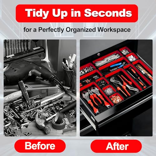 Collapsible Magnetic Parts Tray Set, 3 Different Sizes，Red | 3 Different Sizes, Extra Strong Magnet Up to 18LB, Silicone Foldable - color: Red