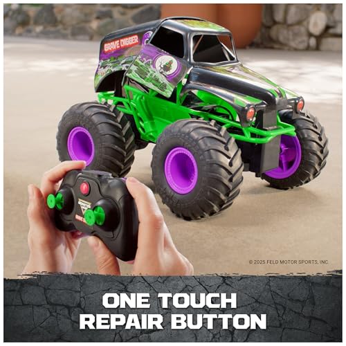 Monster Jam Smash & Bash Grave Digger RC Truck 1:15 Scale Vehicle | Includes 1 Repairable RC Truck, Crash and Rebuild with a Button Press, Indoor & Outdoor Action, Toys for Ages 4 and Up