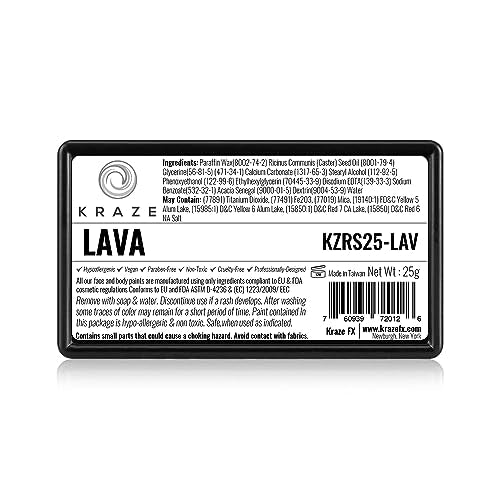 Dome Stroke - Lava (25 gm), Professional 1-Stroke Split Cake, Hypoallergenic, Non-Toxic, Water Activated Face & Body Painting Makeup Supplies for Adults - color: Lava