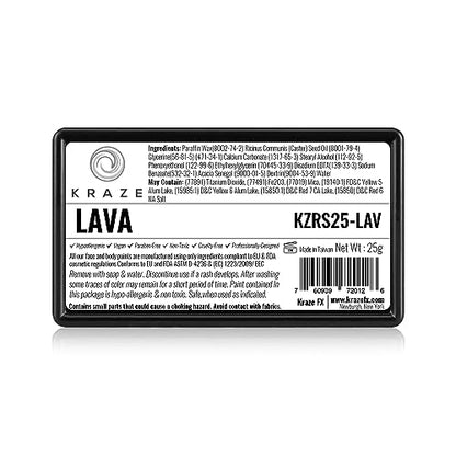 Dome Stroke - Lava (25 gm), Professional 1-Stroke Split Cake, Hypoallergenic, Non-Toxic, Water Activated Face & Body Painting Makeup Supplies for Adults - color: Lava
