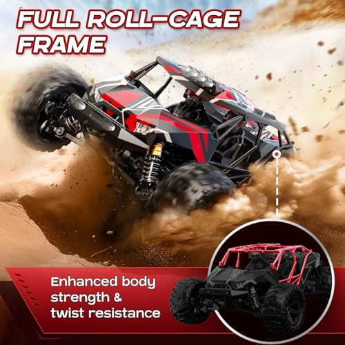 RC Cars 1/14 Brushless RC Car for Adults&Boys, Full Roll-Cage Frame, 4WD Fast Max 42mph, Remote Control RC Trucks for adults with Two 2S LiPo Batteries and Two sets of tires, Compatible with 3S LiPo
