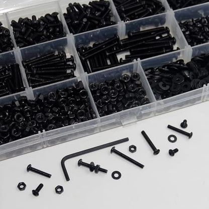1002PCS M3 Assorted Nuts and Bolts Kit, M3x4/6/8/10/14/16/18/20/25mm Screw Kits, Metric Hex Button Head Cap Screws, Nuts and Flat Washers, for 3D Printer Mods, Bed Frame, Furniture, Automotive - size: M3x4/6/8/10/14/16/18/20/25-1002Pcs