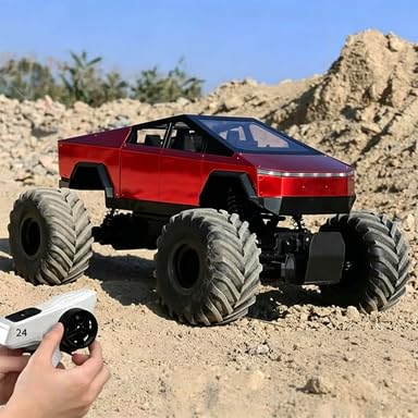 1/8 Scale Large Remote Control Cyber Pickup Truck, 4WD Off-Road RC Monster Truck, 2.4Ghz All-Terrain Climbing Car with Sound & Light Effects, Alloy Body, Ideal Gift for Kids Age 6+ - color: 1/8 Truck