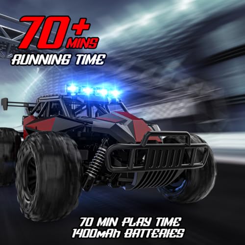 BLUEJAY Remote Control Car, 2.4GHz High Speed 33KM/H RC Cars Toys | 1:12 Monster RC Truck Off Road with LED Headlight and Rechargeable Battery Gifts for Adults Boys 8-12 - color: Burgundy Red