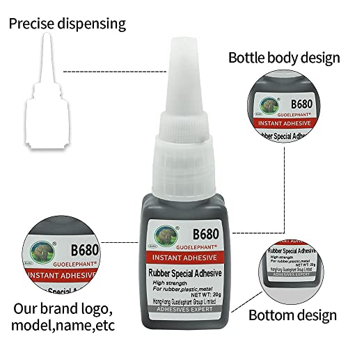 Rubber Glue B680,-30°C-110°CBlack Adhesive for bonding Shoes, Boots, Belt,Tire,Leather & Rubber - Sets in 10 Seconds.