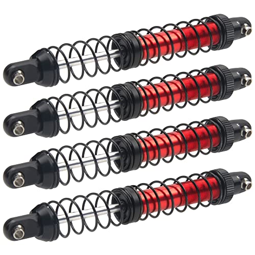 4Pcs Vgoohobby Metal Shocks Absorber Adjustable Dampers Compatible with Axial SCX10 Traxxas TRX4 D90 90046 Redcat Gen7 1/10 RC Crawler Car (Red,110mm)