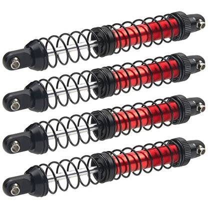 4Pcs Vgoohobby Metal Shocks Absorber Adjustable Dampers Compatible with Axial SCX10 Traxxas TRX4 D90 90046 Redcat Gen7 1/10 RC Crawler Car (Red,110mm)