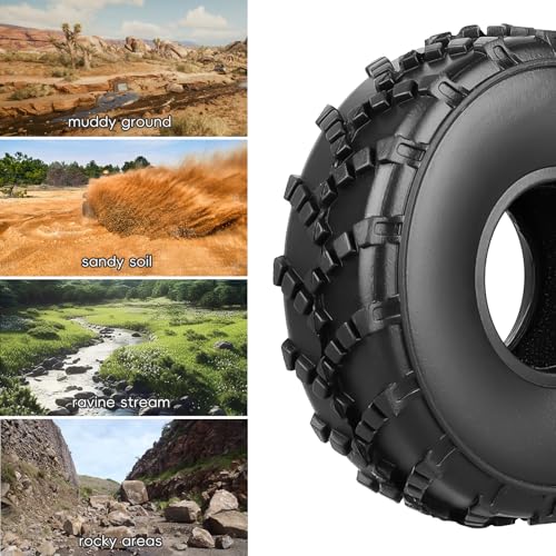 1.0 Tires Sticky - All Terrain Super S5 Soft with Foam Inserts 1/24 1/18 RC Crawler Mud Tires for Traxxas TRX4M Axial SCX24 Bronco Gladiator C10 JLU Deadbolt B17 FCX18 FCX24, 4PCS