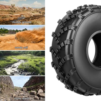 1.0 Tires Sticky - All Terrain Super S5 Soft with Foam Inserts 1/24 1/18 RC Crawler Mud Tires for Traxxas TRX4M Axial SCX24 Bronco Gladiator C10 JLU Deadbolt B17 FCX18 FCX24, 4PCS