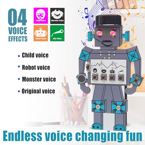 Soldering Robot Recording and Voice Changing DIY Kit Electronic Soldering Project Practice Kit Cool Sound Effects Fun STEM Kit for Family and Friends