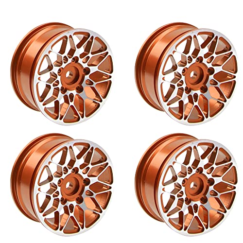 ShareGoo Metal Wheel Rims RC 12mm Hex Hubs 1/10 RC Drift On-Road Racing Touring Wheel Rim Compatible with HSP Tamiya Kyosho RedCat Sakura WLtoys Universal 1/10 RC Scales (Golden) - color: Golden