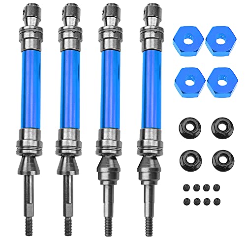 Front & Rear Universal Drive Shaft CVD w/Wheel Hex Hub Compatible with 1/10 Traxxas Slash VXL 4x4 /Stampede VXL 4X4/Hoss VXL 4X4 RC Car Upgrade Part (Blue) - color: Blue