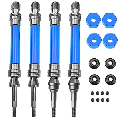 Front & Rear Universal Drive Shaft CVD w/Wheel Hex Hub Compatible with 1/10 Traxxas Slash VXL 4x4 /Stampede VXL 4X4/Hoss VXL 4X4 RC Car Upgrade Part (Blue) - color: Blue